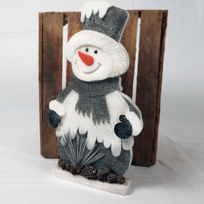 Shatchi Red/grey Snowman Christmas Tabletop Figures Window Wall Door Holiday Home Xmas Glitter Foam Showpiece Decorations, 52Cm/42 - image 1