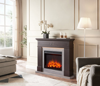 "Flamme Everleigh Electric 110Cm / 43"" Fireplace Suite Multiple Colour Options Avaliable (Espresso Oak)" - image 1