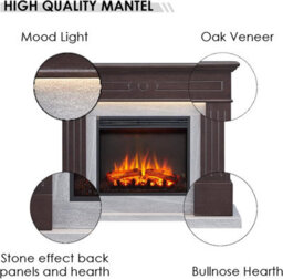 "Flamme Everleigh Electric 110Cm / 43"" Fireplace Suite Multiple Colour Options Avaliable (Espresso Oak)" - thumbnail 3