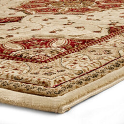 Cream Red Traditional Easy To Clean Bordered Floral Rug For Dining Room-160Cm X 230Cm - thumbnail 5