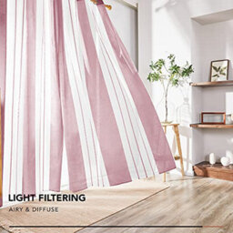 Deconovo Voile Curtains Semi Transparent Soft Decorative Striped Yarn-Dyed Sheer Curtains, 55 X 72 Inch Purple Red 2 Panels - thumbnail 3