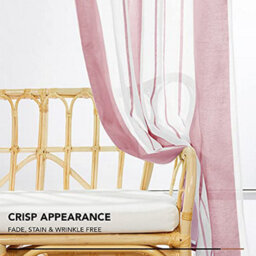 Deconovo Voile Curtains Semi Transparent Soft Decorative Striped Yarn-Dyed Sheer Curtains, 55 X 72 Inch Purple Red 2 Panels - thumbnail 4