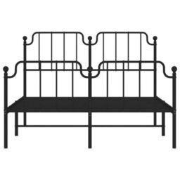 Berkfield Metal Bed Frame Without Mattress With Footboard Black 140X200Cm - thumbnail 5