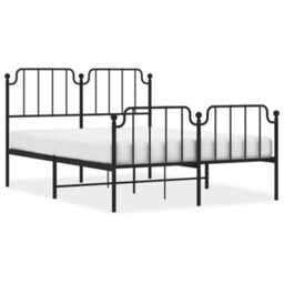 Berkfield Metal Bed Frame Without Mattress With Footboard Black 140X200Cm - thumbnail 2