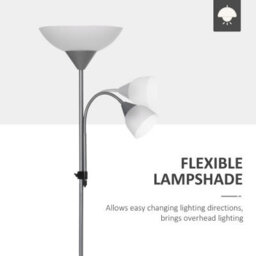Contemporary Floor Lamp With Dual Light Heads Durable Steel Frame And Two Switches - thumbnail 3