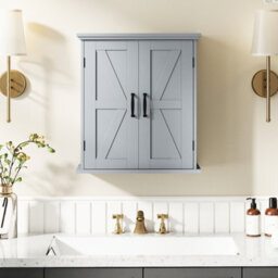 Gainoom Bathroom Gray Wall Cabinet Farmhouse Medicine Cabinet Over The Toilet Storage Cabinet Wall Mounted - thumbnail 3