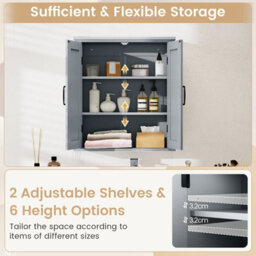 Gainoom Bathroom Gray Wall Cabinet Farmhouse Medicine Cabinet Over The Toilet Storage Cabinet Wall Mounted - thumbnail 7