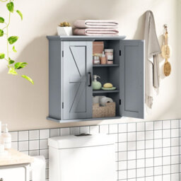 Gainoom Bathroom Gray Wall Cabinet Farmhouse Medicine Cabinet Over The Toilet Storage Cabinet Wall Mounted - thumbnail 4