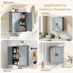Gainoom Bathroom Gray Wall Cabinet Farmhouse Medicine Cabinet Over The Toilet Storage Cabinet Wall Mounted - thumbnail 9