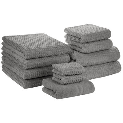 Beliani Set Of 11 Towels Atai Cotton Grey - image 1
