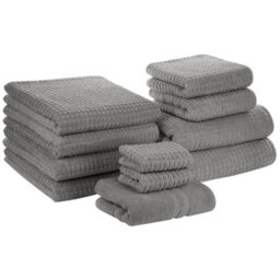 Beliani Set Of 11 Towels Atai Cotton Grey - thumbnail 4