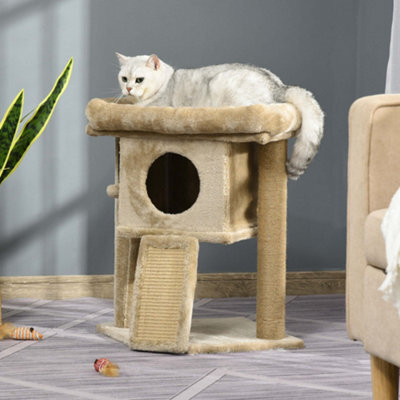 Pawhut Cat Tree Tower Indoor With Cats Scratching Post Cat House, Coffee - image 1
