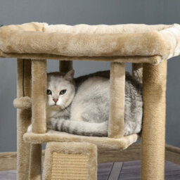 Pawhut Cat Tree Tower Indoor With Cats Scratching Post Cat House, Coffee - thumbnail 7