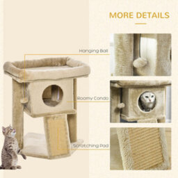 Pawhut Cat Tree Tower Indoor With Cats Scratching Post Cat House, Coffee - thumbnail 5