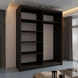 Sliding Wardrobes 4 u LTD Modern Wardrobe With Led Light Double Sliding Door Stylish Mirrored Wardrobe - Black 180Cm - thumbnail 3