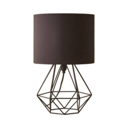 Valuelights Angus Modern Black Metal Basket Cage Bed Side Table Lamp With Black Fabric Shade With Led Golfball Bulb In Warm White - thumbnail 8