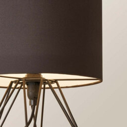 Valuelights Angus Modern Black Metal Basket Cage Bed Side Table Lamp With Black Fabric Shade With Led Golfball Bulb In Warm White - thumbnail 5