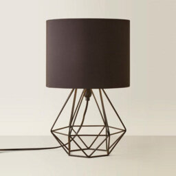 Valuelights Angus Modern Black Metal Basket Cage Bed Side Table Lamp With Black Fabric Shade With Led Golfball Bulb In Warm White - thumbnail 4