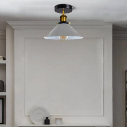 Modern Industrial Semi Flush Mount Ceiling Light Grey Metal 22Cm Cone Shade For Kitchen & Bedroom - thumbnail 4