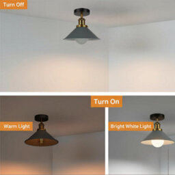 Modern Industrial Semi Flush Mount Ceiling Light Grey Metal 22Cm Cone Shade For Kitchen & Bedroom - thumbnail 6