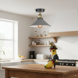 Modern Industrial Semi Flush Mount Ceiling Light Grey Metal 22Cm Cone Shade For Kitchen & Bedroom - thumbnail 7