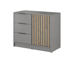 Arte Nelly Contemporary Grey Sideboard 3 Drawers 1 Door 1 Shelf Lamela Decor (H)860mm (W)1050mm (D)450mm - thumbnail 2