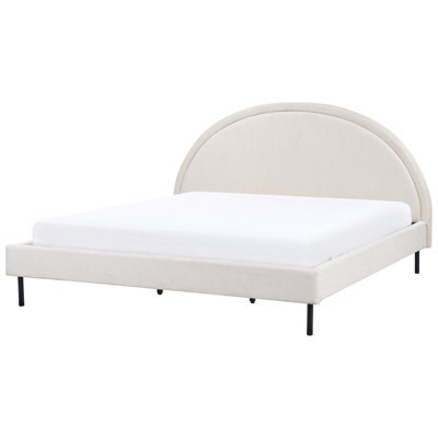 Beliani Bed Fabric Margut 180 X 200 Cm (Eu Super King) Light Beige - image 1