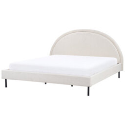 Beliani Bed Fabric Margut 180 X 200 Cm (Eu Super King) Light Beige - thumbnail 1