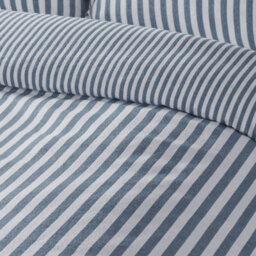 Catherine Lansfield Brushed Stripe Cotton Reversible King Duvet Cover Set With Pillowcases Blue - thumbnail 4