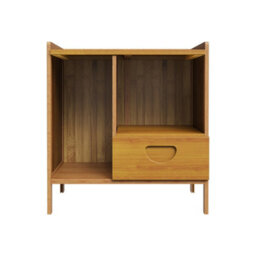 Living And Home Tawny Nightstand Bedside Table With Drawer And 2 Open Shelves, 43Cm W X 30Cm D X 40Cm H - thumbnail 5