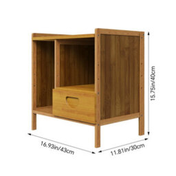 Living And Home Tawny Nightstand Bedside Table With Drawer And 2 Open Shelves, 43Cm W X 30Cm D X 40Cm H - thumbnail 6