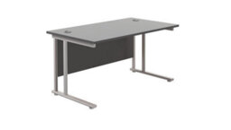 Office Hippo Heavy Duty Rectangular Cantilever Desk, Home Table, Integrated Cable Ports, Pc For Or 5 Yr Wty - Silver Frame /