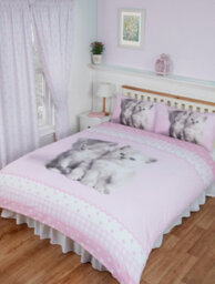 Rachael Hale Double Bed Misty & Mac Duvet Cover Set Polka Dot Pink Cat Kittens - thumbnail 1
