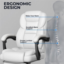 Yaheetech Pu Leather Adjustable Executive Office Chair - White - thumbnail 6