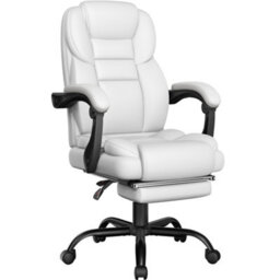 Yaheetech Pu Leather Adjustable Executive Office Chair - White - thumbnail 2