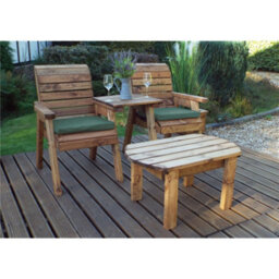 Marlborough Traditional Twin Companion Dining Set Straight With 2 X Chair Cushion Green - thumbnail 1