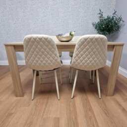 Kosy Koala Oak Effect Wood Dining Table With 4 Cream Gem Pattern Faux Leather Chairs - thumbnail 5
