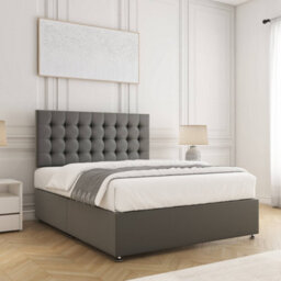 Bsspoke Isla Divan Bed Set Grey Plush Velvet With 24Inch Headboard & No Mattress No Drawers In Single Double King 4Ft 6Ft - thumbnail 3