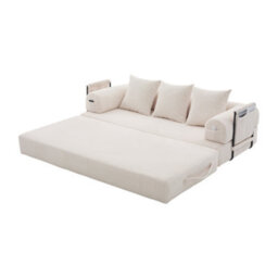 Abrihome Foldable Compressible Sofa With Sturdy Metal Frame, Perfect For Small Spaces - Modern Fabric & Metal, Beige - thumbnail 9