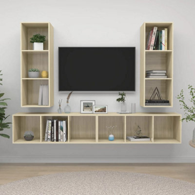 Berkfield Wall-Mounted Tv Cabinets 4 Pcs Sonoma Oak Engineered Wood - image 1