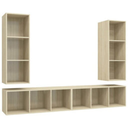 Berkfield Wall-Mounted Tv Cabinets 4 Pcs Sonoma Oak Engineered Wood - thumbnail 2