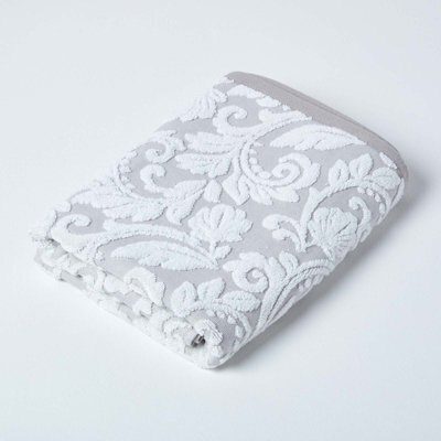 Homescapes Damask Turkish Cotton 600 Gsm Bath Towel, Beige