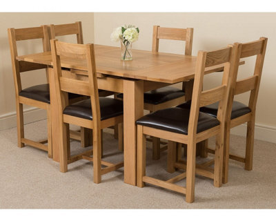That's Furniture Richmond 90Cm - 150Cm Square Oak Extending Dining Table And 6 Chairs Dining Set With Lincoln Chairs - image 1