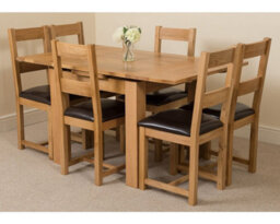 That's Furniture Richmond 90Cm - 150Cm Square Oak Extending Dining Table And 6 Chairs Dining Set With Lincoln Chairs - thumbnail 1