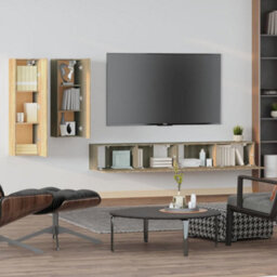 Berkfield Classic 4 Piece Tv Cabinet Set Sonoma Oak Engineered Wood - thumbnail 3