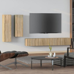 Berkfield Classic 4 Piece Tv Cabinet Set Sonoma Oak Engineered Wood - thumbnail 2