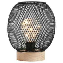 Urbn-Living Round Metal Table Lamp Wood Base With 8 Led - thumbnail 1