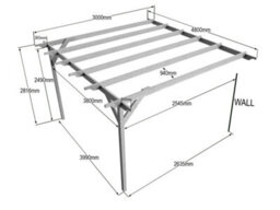 Arbor Garden Solutions Lean To Wooden Garden Pergola Kit - Chamfered Design Wall Mounted Gazebo, 3M X 4.8M (Rustic Brown Finish) - thumbnail 4