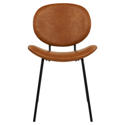 Beliani Dining Chairs Set 2 - Golden Brown Faux Pu Leather Armless, Iron Legs (W50 X D58 X H80Cm) - image 1