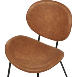 Beliani Dining Chairs Set 2 - Golden Brown Faux Pu Leather Armless, Iron Legs (W50 X D58 X H80Cm) - thumbnail 7